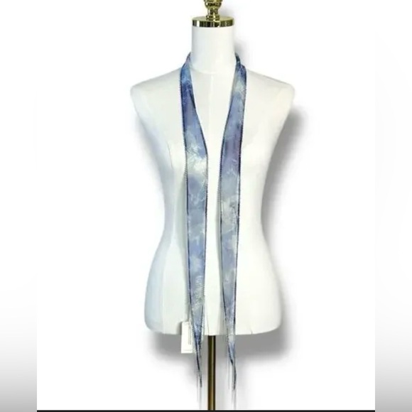 NWT Free People Washed Ashore Fringe Skinny Scarf –Blue